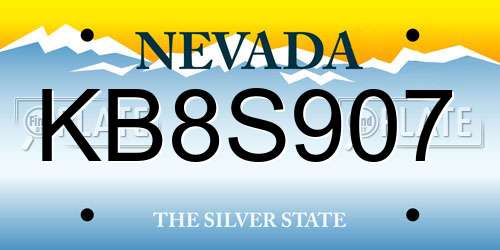 KB8S907 Nevada License Plate