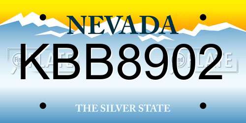 KBB8902 Nevada License Plate