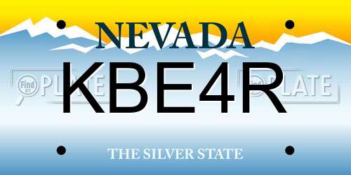 KBE4R Nevada License Plate