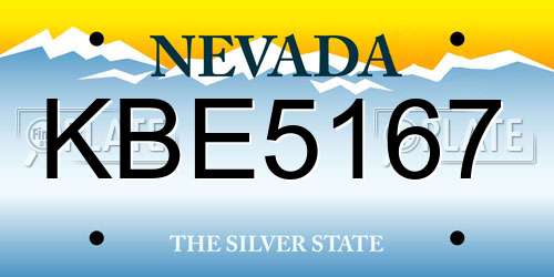 KBE5167 Nevada License Plate