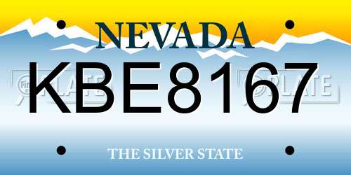 KBE8167 Nevada License Plate