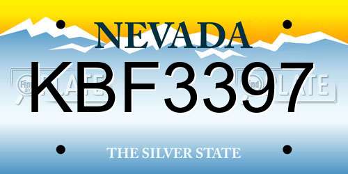 KBF3397 Nevada License Plate