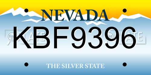 KBF9396 Nevada License Plate