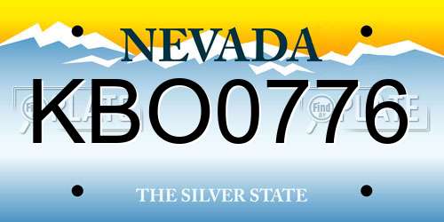 KBO0776 Nevada License Plate