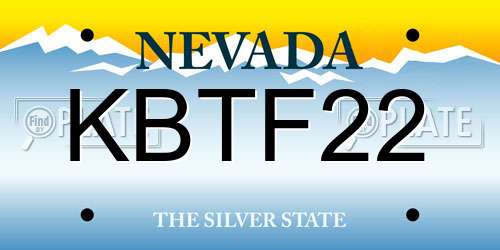 KBTF22 Nevada License Plate