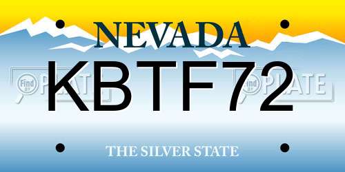 KBTF72 Nevada License Plate