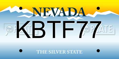 KBTF77 Nevada License Plate