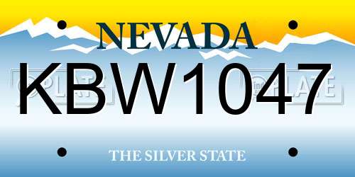 KBW1047 Nevada License Plate