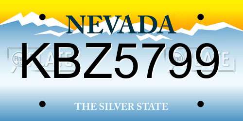 KBZ5799 Nevada License Plate