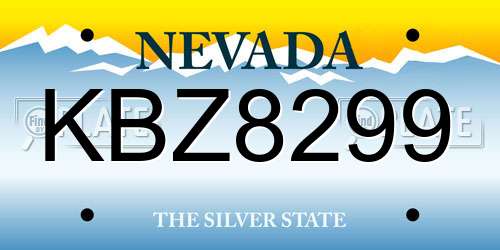 KBZ8299 Nevada License Plate