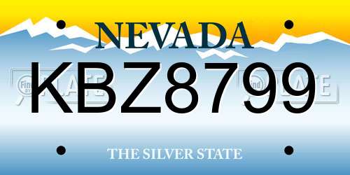 KBZ8799 Nevada License Plate
