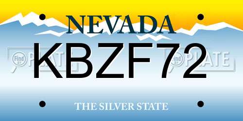KBZF72 Nevada License Plate