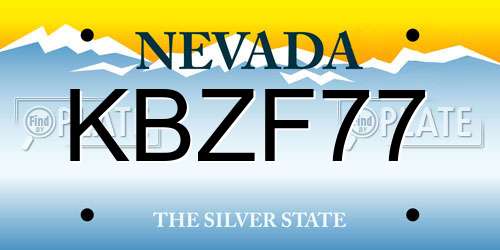 KBZF77 Nevada License Plate