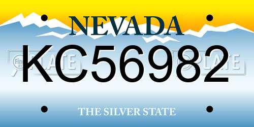 KC56982 Nevada License Plate