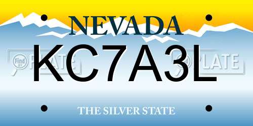 KC7A3L Nevada License Plate