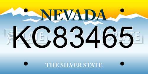 KC83465 Nevada License Plate