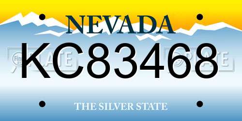 KC83468 Nevada License Plate