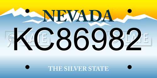 KC86982 Nevada License Plate