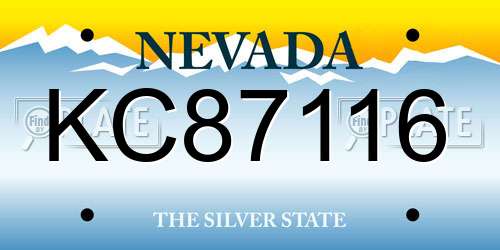 KC87116 Nevada License Plate