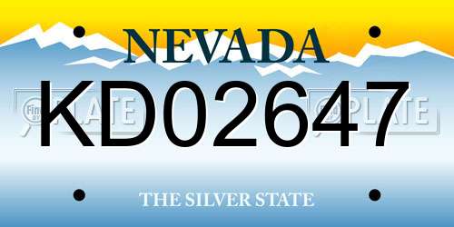 KD02647 Nevada License Plate