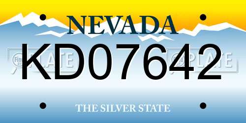 KD07642 Nevada License Plate