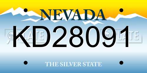 KD28091 Nevada License Plate