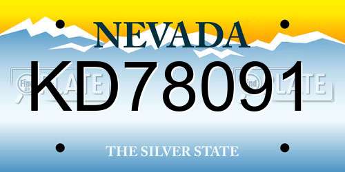 KD78091 Nevada License Plate
