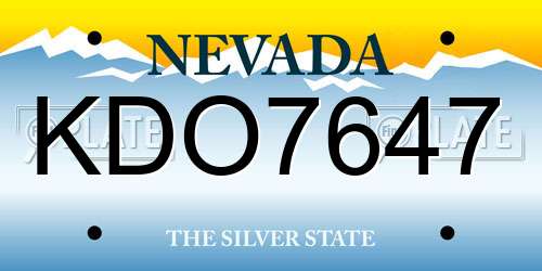KDO7647 Nevada License Plate