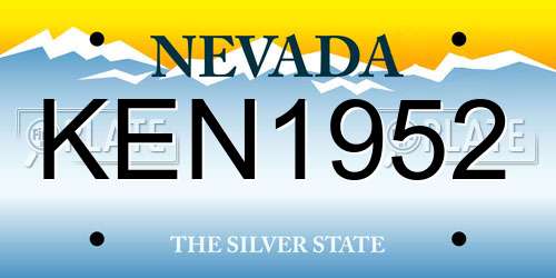 KEN1952 Nevada License Plate