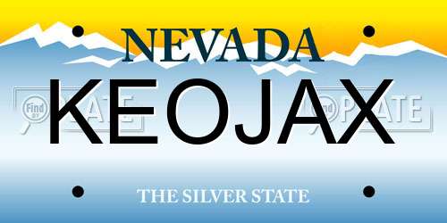 KEOJAX Nevada License Plate
