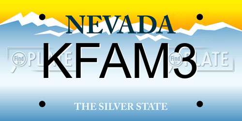 KFAM3 Nevada License Plate
