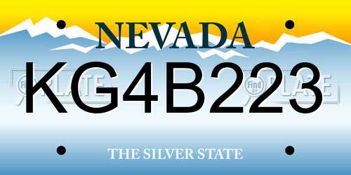 KG4B223 Nevada License Plate