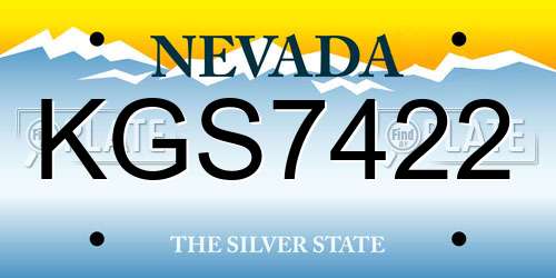 KGS7422 Nevada License Plate