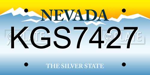 KGS7427 Nevada License Plate