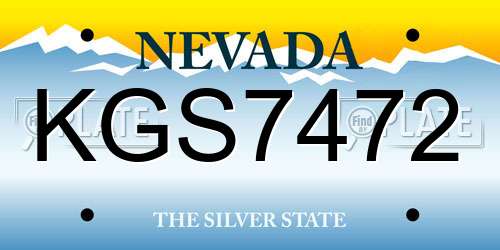KGS7472 Nevada License Plate