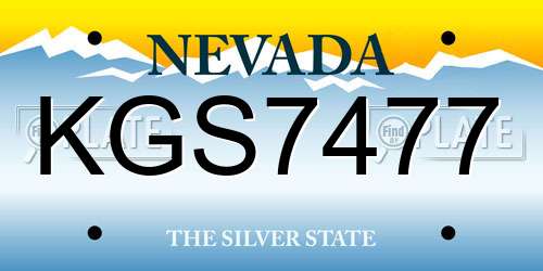 KGS7477 Nevada License Plate