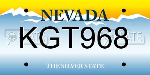 KGT968 Nevada License Plate