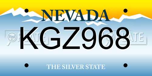 KGZ968 Nevada License Plate