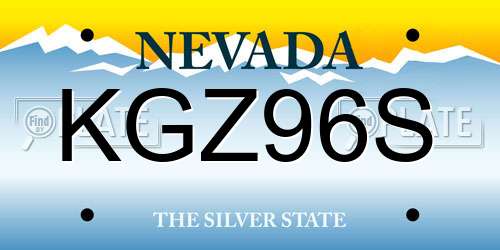 KGZ96S Nevada License Plate