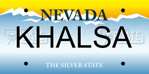 KHALSA Nevada License Plate