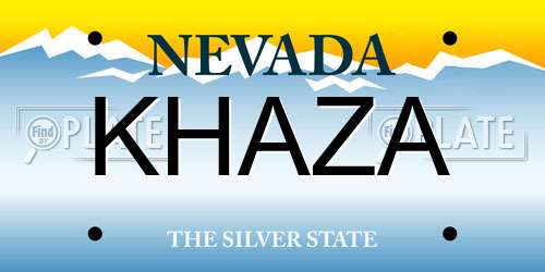 KHAZA Nevada License Plate