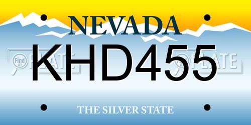 KHD455 Nevada License Plate
