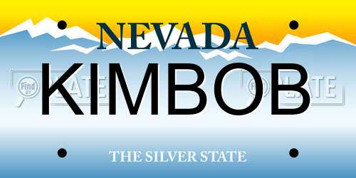 KIMBOB Nevada License Plate