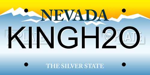 KINGH2O Nevada License Plate