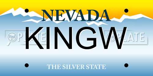 KINGW Nevada License Plate