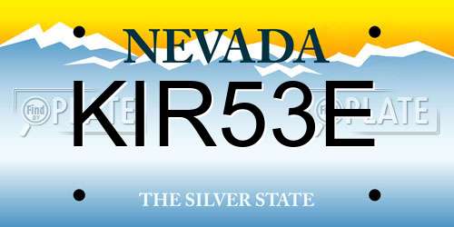 KIR53E Nevada License Plate