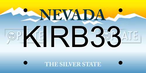 KIRB33 Nevada License Plate