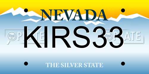 KIRS33 Nevada License Plate