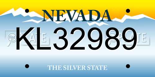 KL32989 Nevada License Plate