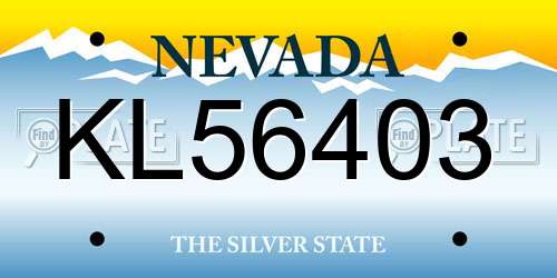 KL56403 Nevada License Plate